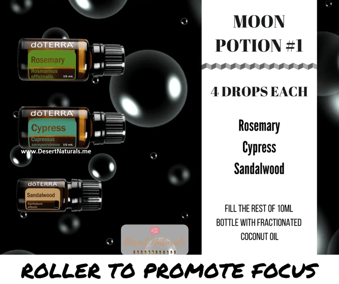 Moon Potion promote focus Moon Potion to promote focus essential oil blend from Dawn Goehring Desert Naturals