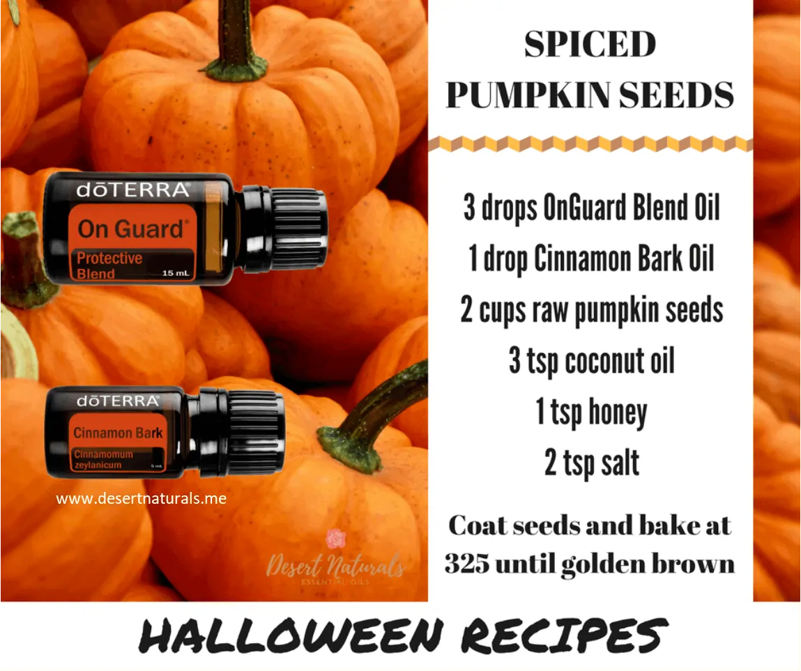 SPICED PUMPKIN SEEDS recipe Spiced Pumpkin Seeds recipe with essential oils by Dawn Goehring Desert Naturals
