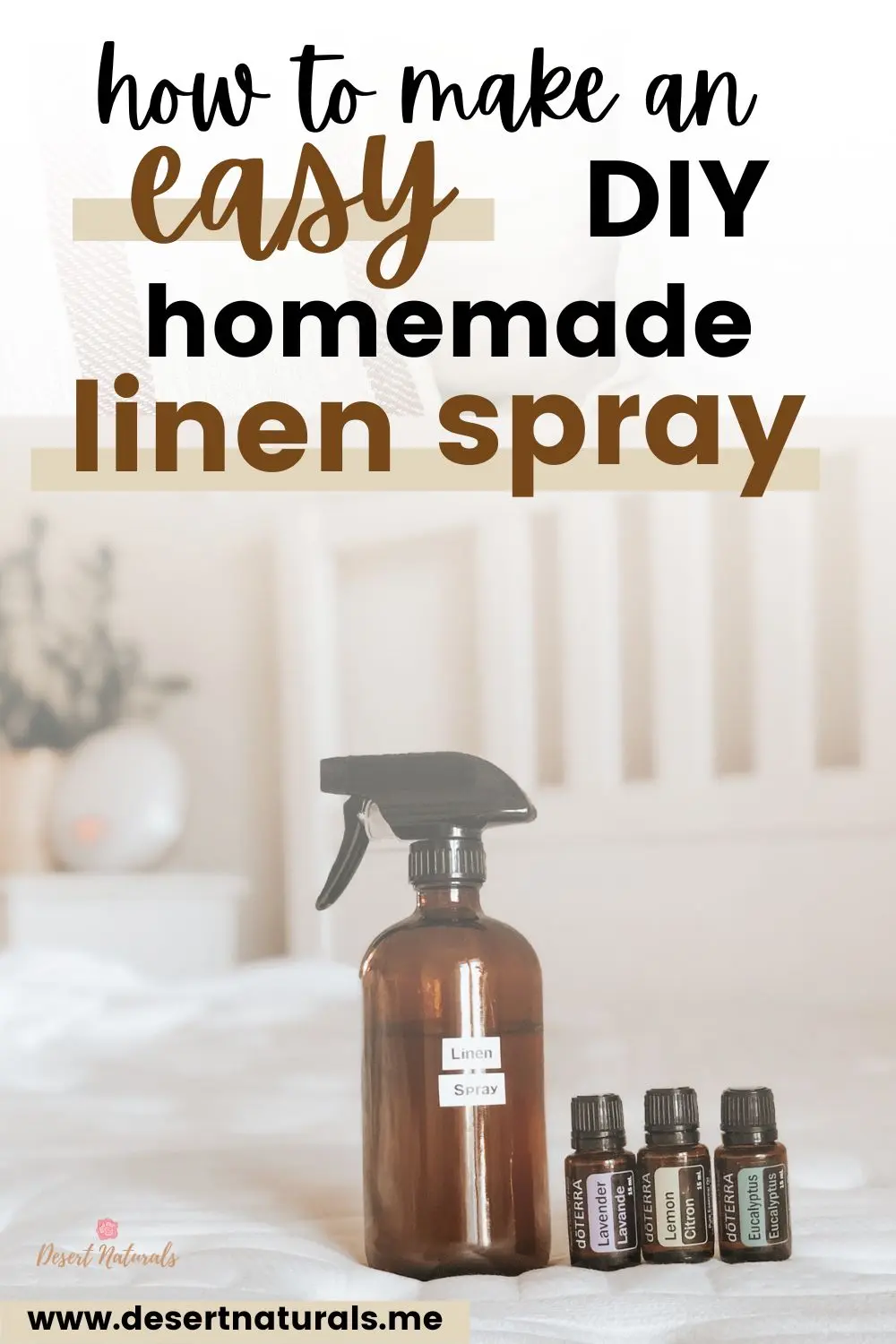 image of homemade linen spray with doterra essential oils