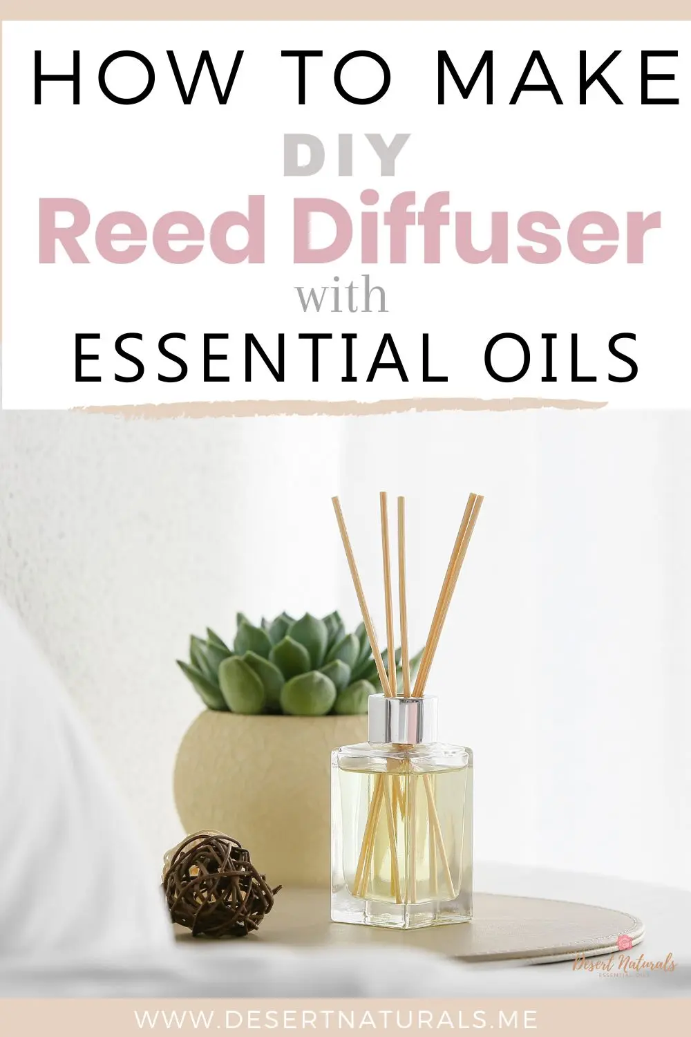 image of diy essential oil reed diffuser with text