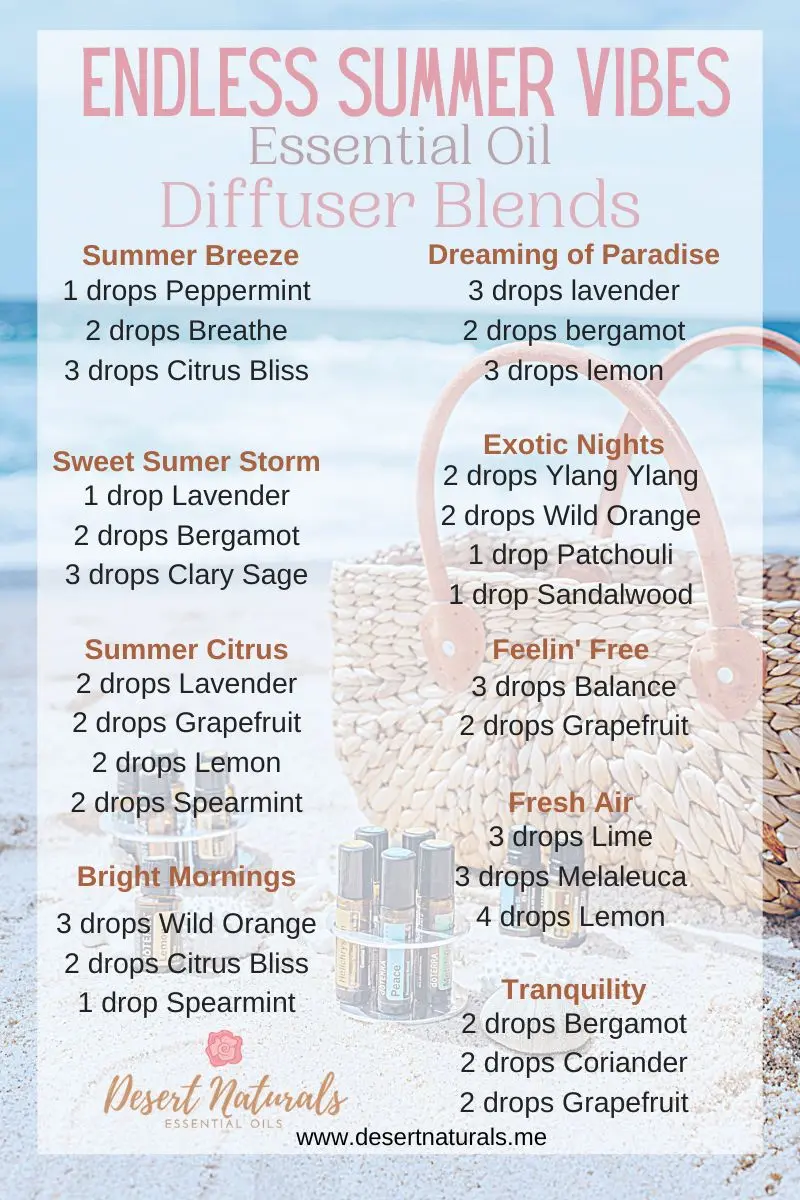 a collection of endless summer essential oil diffuser blends