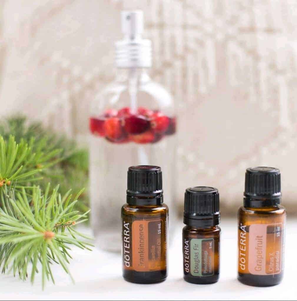 doterra essential oil holiday spray with frankincense, douglas fir, grapefruit
