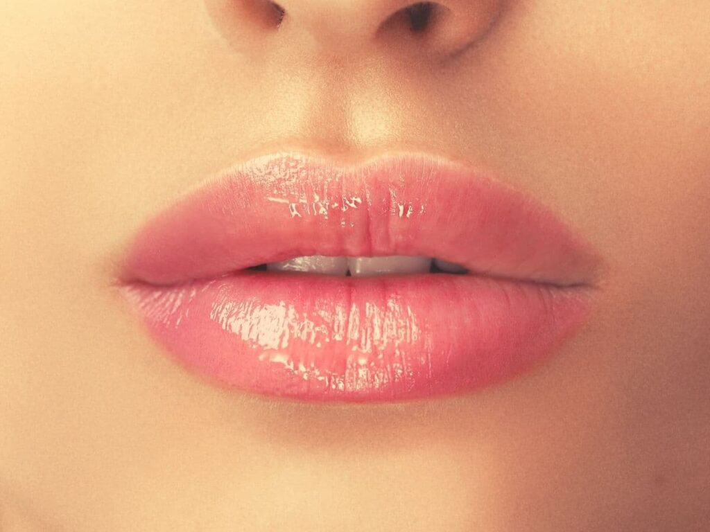 woman's lips after using natural lip stain