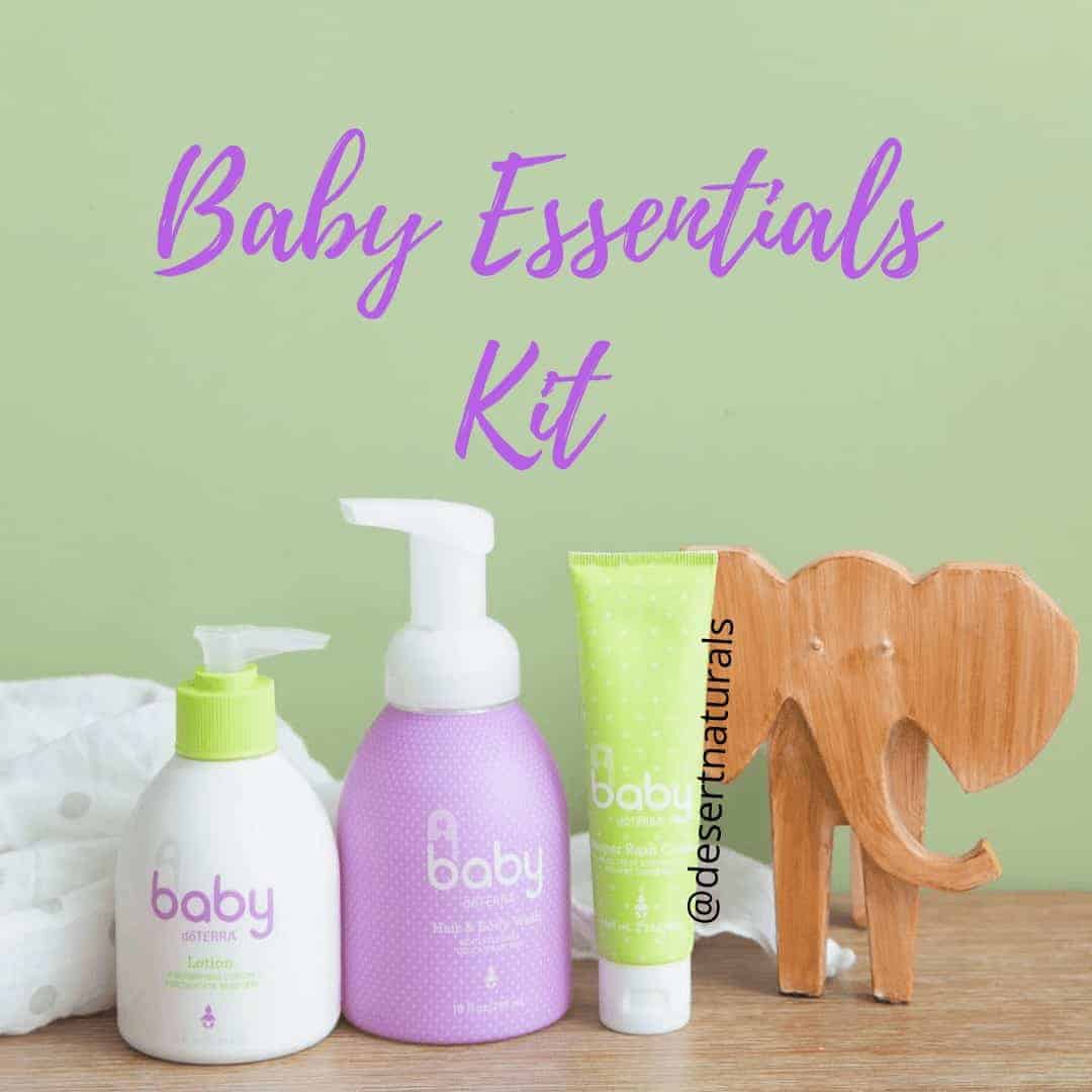 Baby Essentials kit from doTERRA containing all natural body wash, diaper cream, and lotion