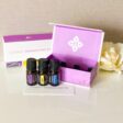 doterra mini intro kit with 5ml bottles of lavender, peppermint and lemon essential oils