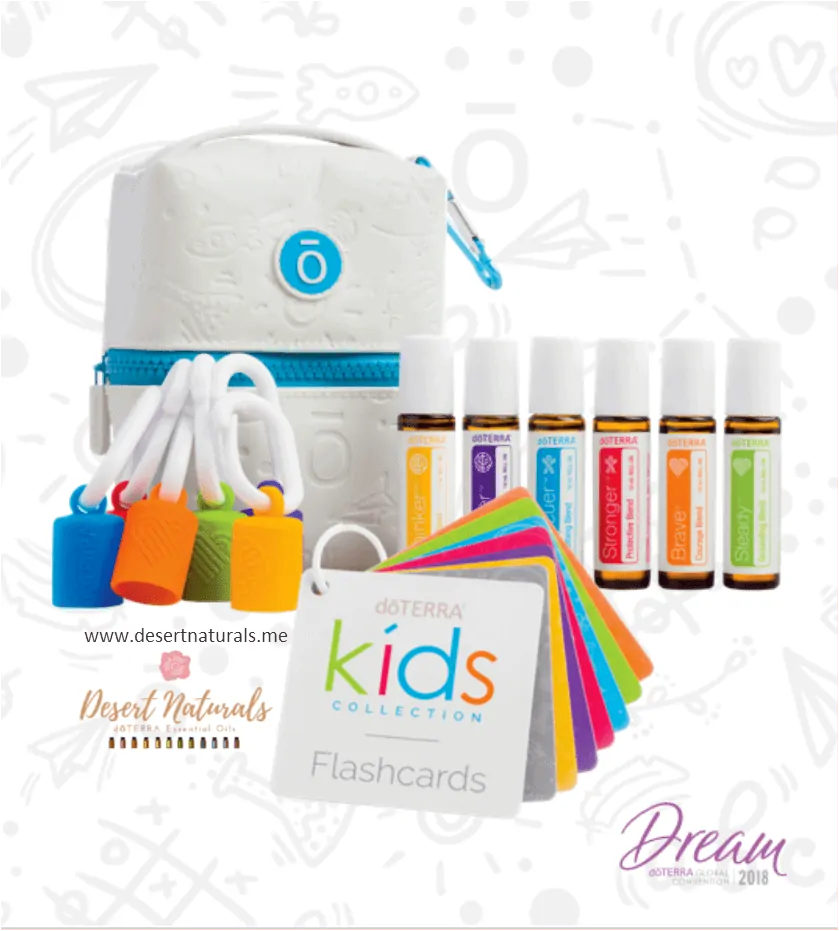 Kids Collection doterra Essential Oil rollers, backpack and flashcards for children by Dawn Goehring Desert Naturals