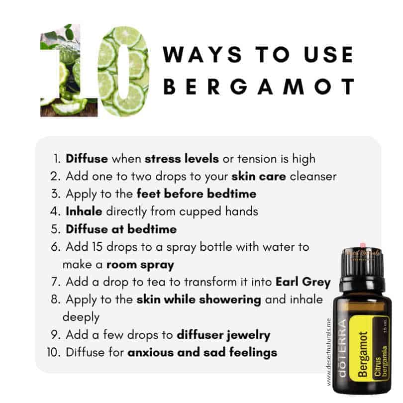 a list of 10 ways you can use doTERRA Bergamot essential oil