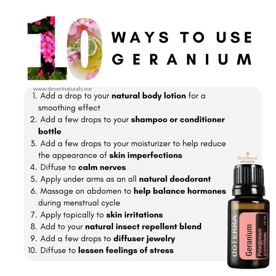 a list of 10 ways to use doterra geranium essential oil