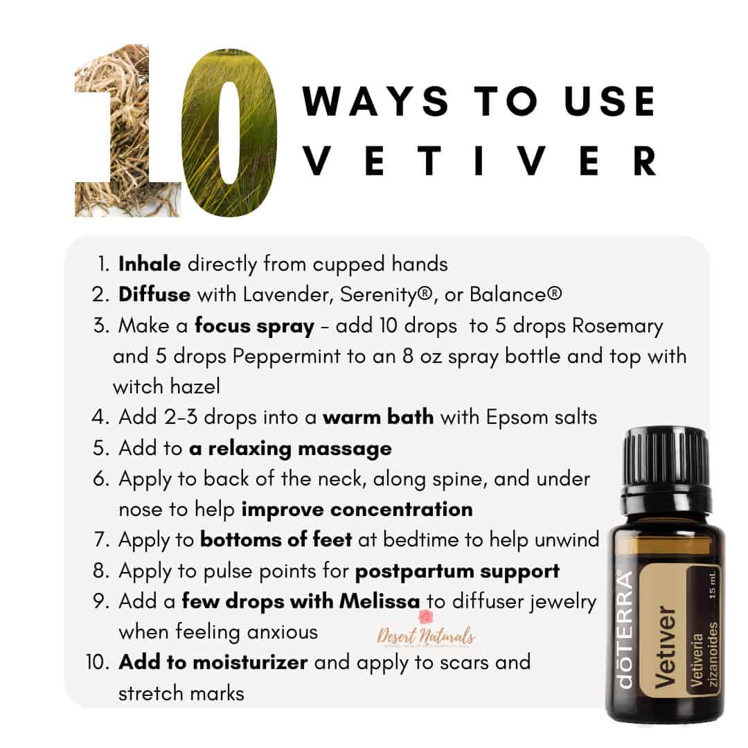 a list of 10 ways to use doterra vetiver essential oil