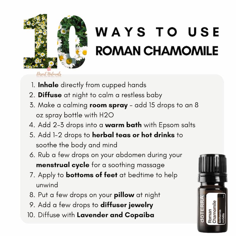 a list of 10 ways to use doTERRA Roman Chamomile