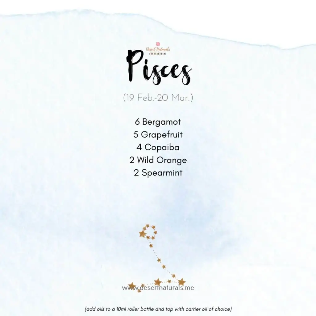 pisces essential oil blend with zodiac star sign