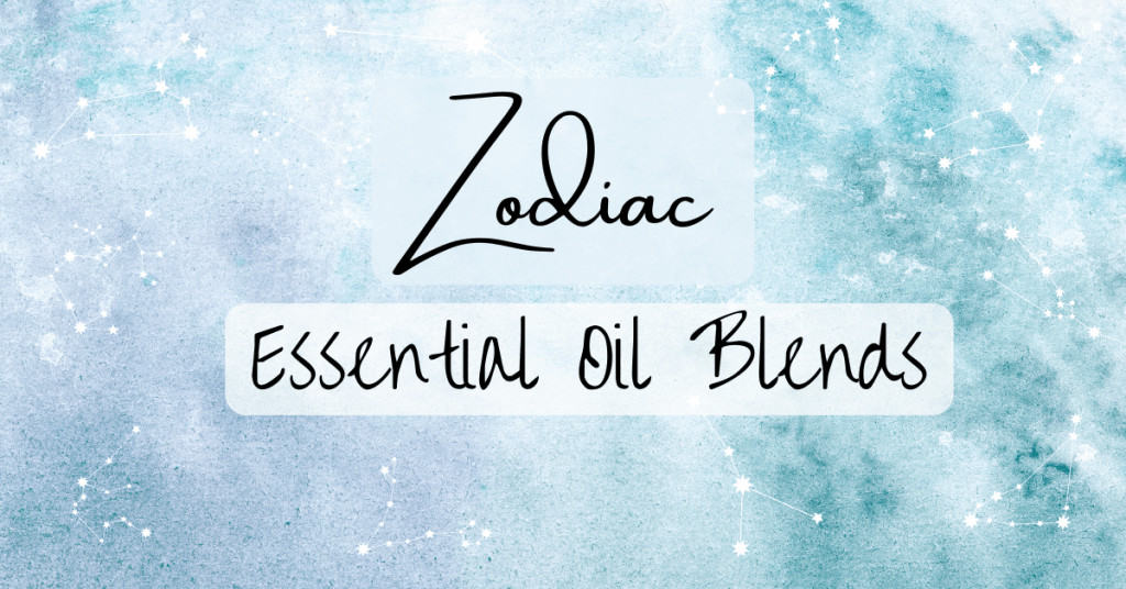 Zodiac Essential Oil Diffuser Blends 14 Zodiac Essential Oil Blends Watercolor Blue Background with the Zodiac Star Signs