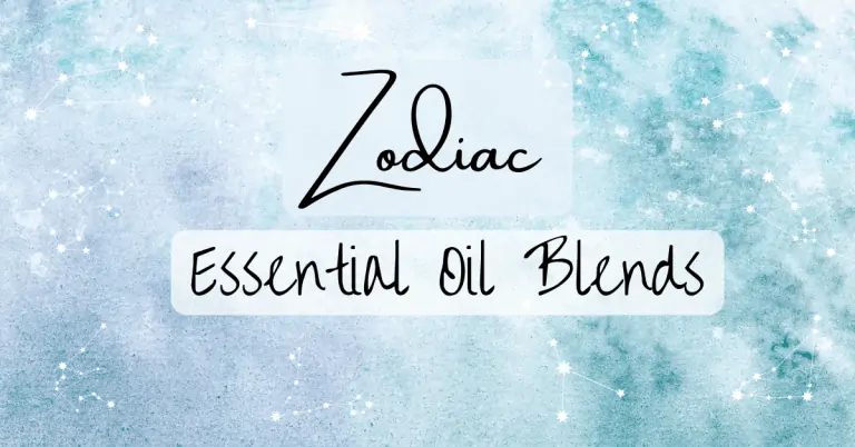 Zodiac Essential Oil Blends Watercolor Blue Background with the Zodiac Star Signs