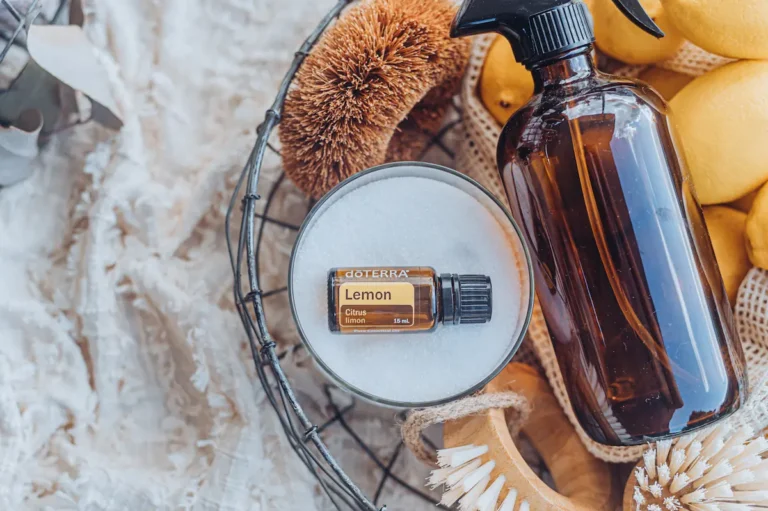 spray bottle with lemon essential oil