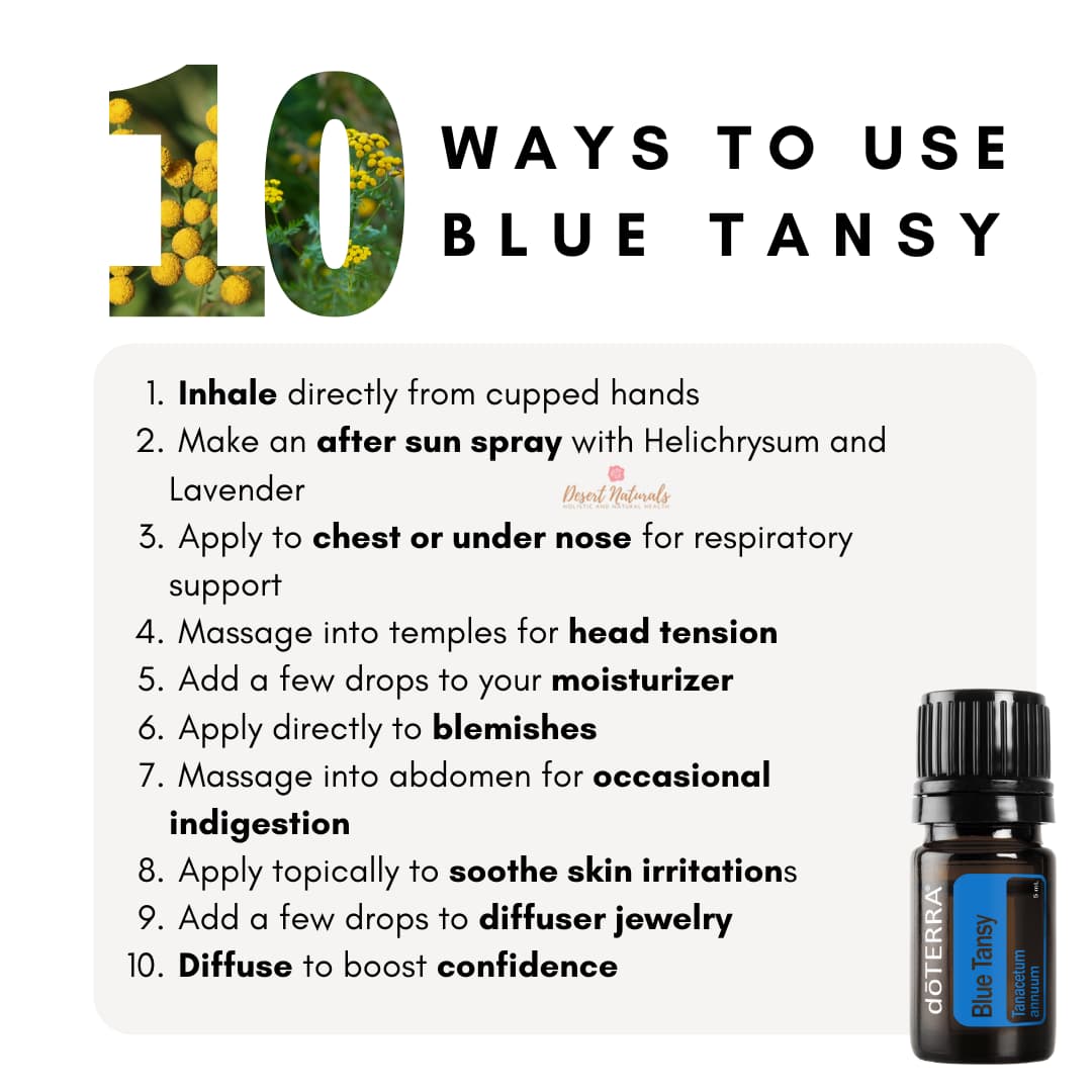 a list of 10 ways to use Blue Tansy essential oil