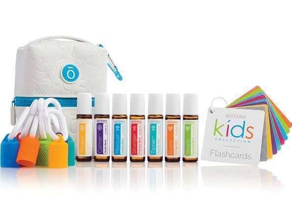 The doTERRA Kids collection comes with six diluted rollers with flashcards, carbiner caps, and a carrying case