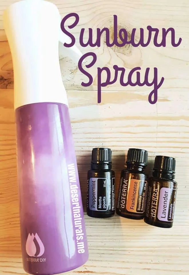 homemade Sunburn Spray with Lavender Frankincense and Peppermint essential oils from doTERRA