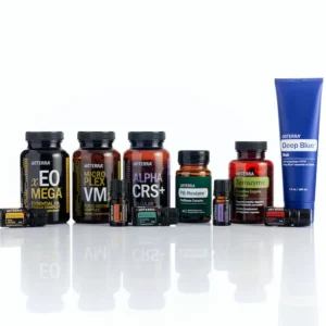photo of products in the doterra healthy habits starter kit on a white background