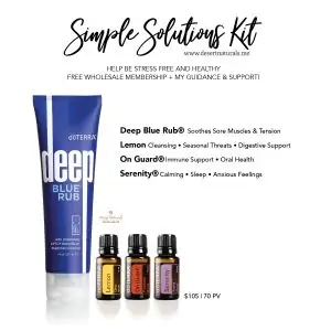 doterra simple solutions comes with deep blue rub, lemon, on guard, and lavender essential oil plus a free wholesale membership