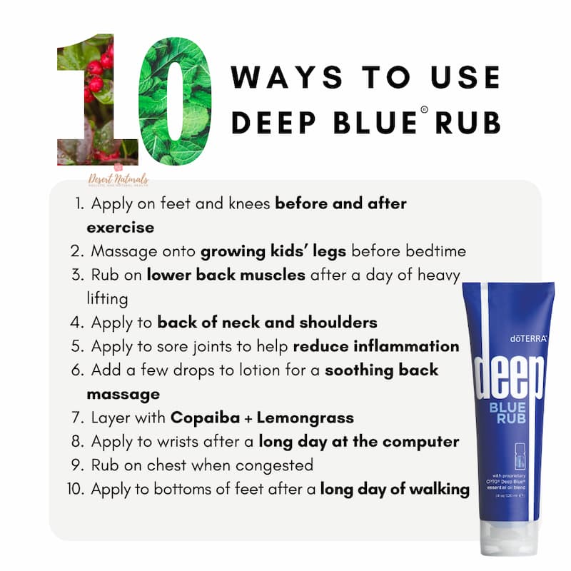 a list of 10 ways to use doTERRA Deep Blue Rub