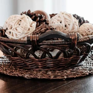 scented pinecones in a basket