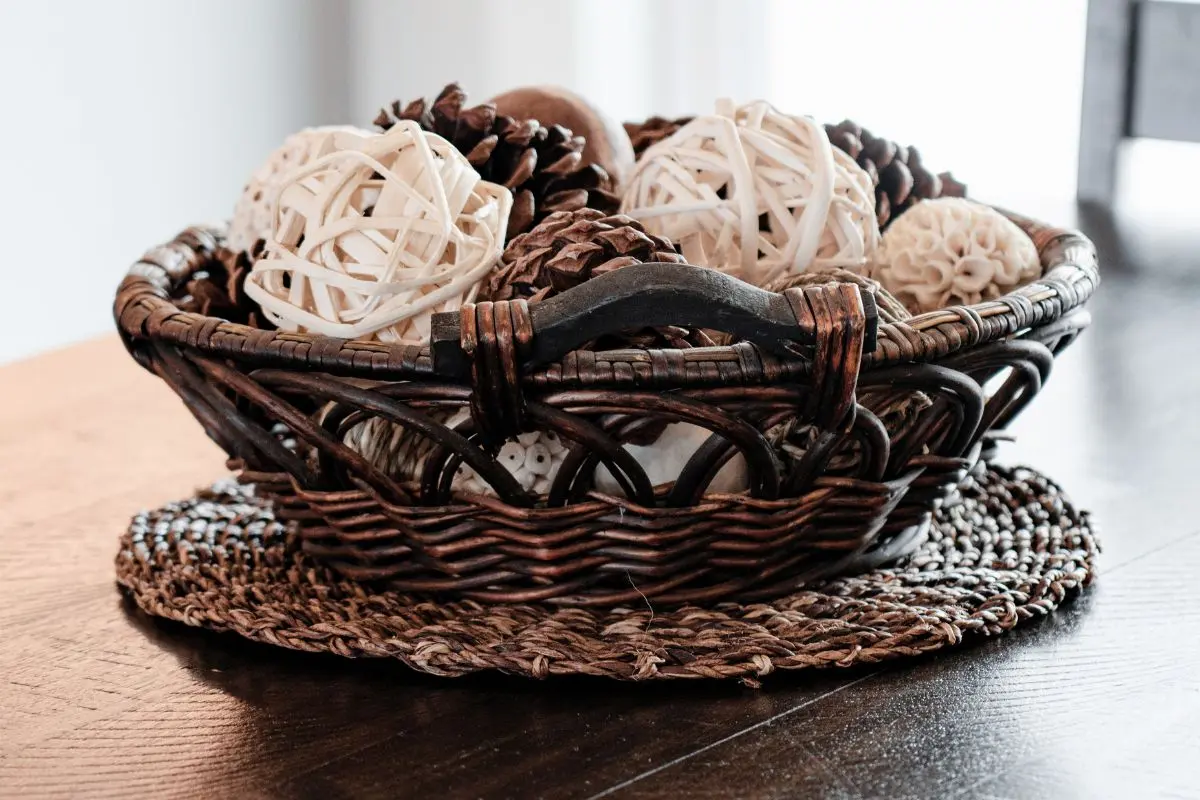 scented pinecones in a basket