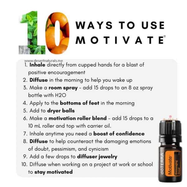 a list of 10 ways to use doTERRA Motivate