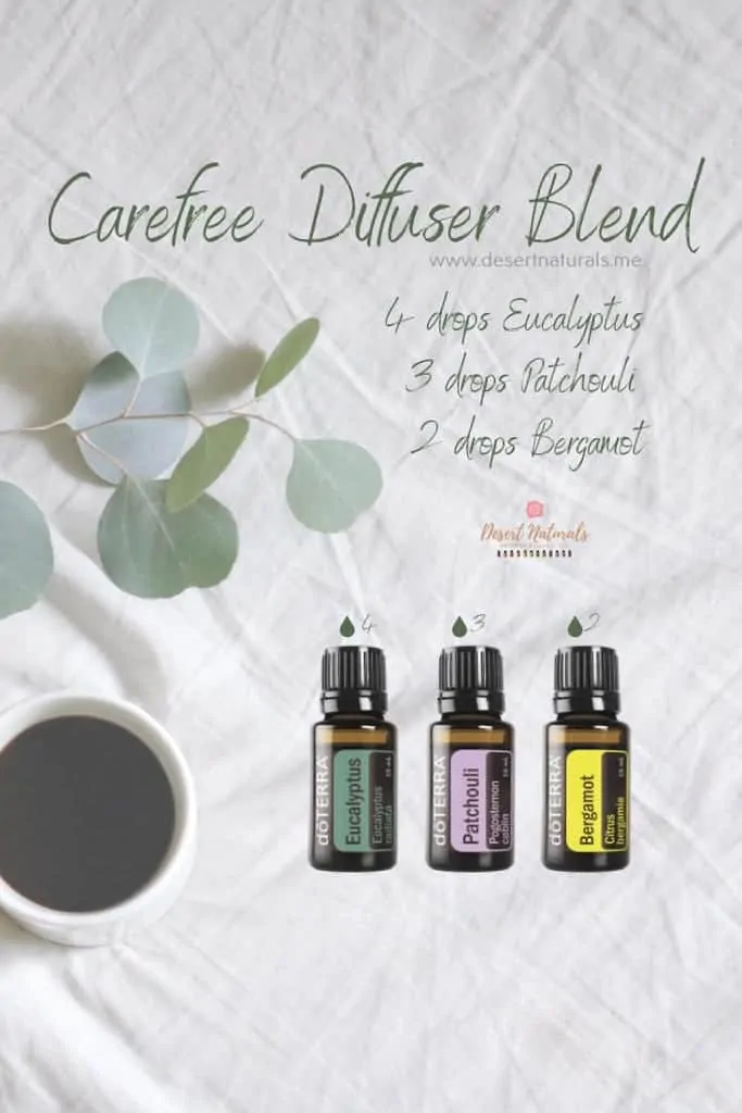 essential oil diffuser blend with eucalyptus, bergamot and patchouli essential oils from doTERRA