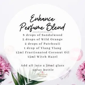 essential oil perfume blend with sandalwood, wild orange, patchouli and ylang ylang essential oils from doterra