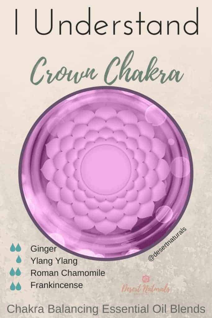 Balance your crown chakra with this essential oil blend of ginger, ylang ylang, frankincense, and roman chamomile essential oils from doTERRA