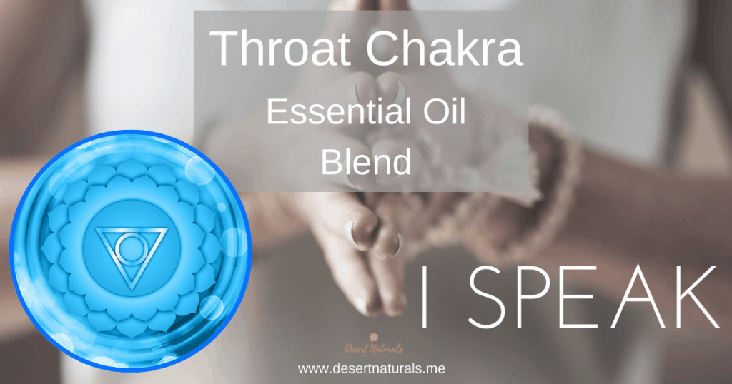 throat chakra symbol and text for the essential oil blend