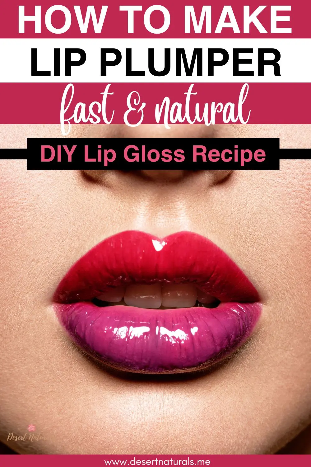 womans lips with text for diy natural lip plumper recipe