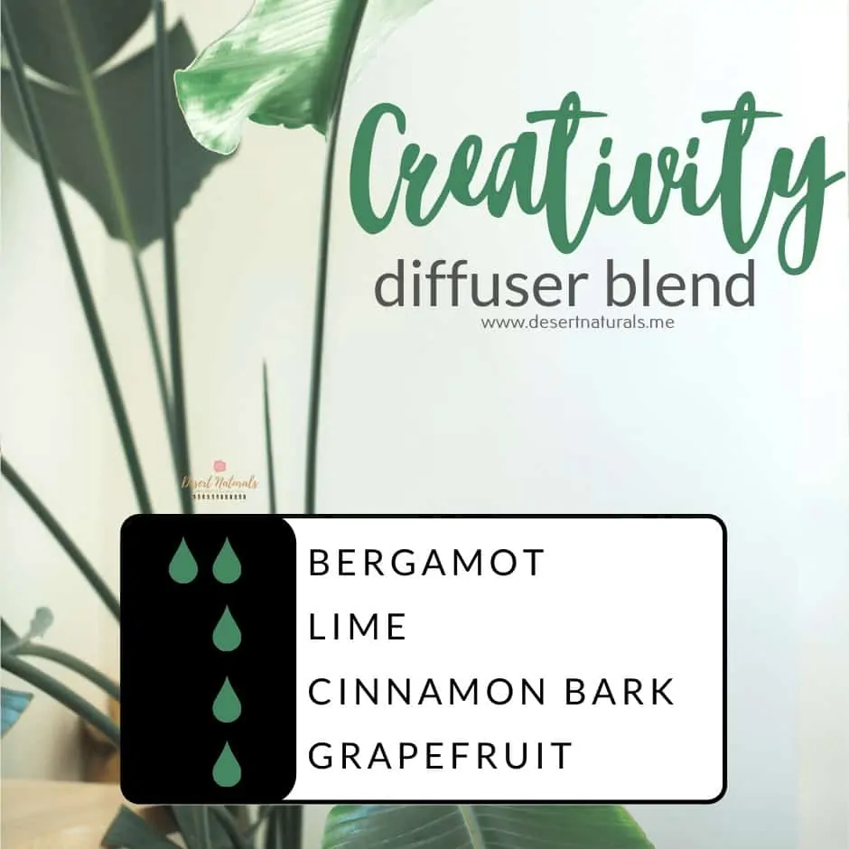 Essential Oil Diffuser Blend to encourage creativity with Bergamo, Lime, Cinnamon Bark, Grapefruit essential oils from doTERRA