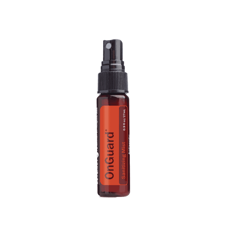 doTERRA OnGuard Hand Sanitizer spray kills 99.99% of germs and bacteria with plant based alcohol and OnGuard essential oil blend