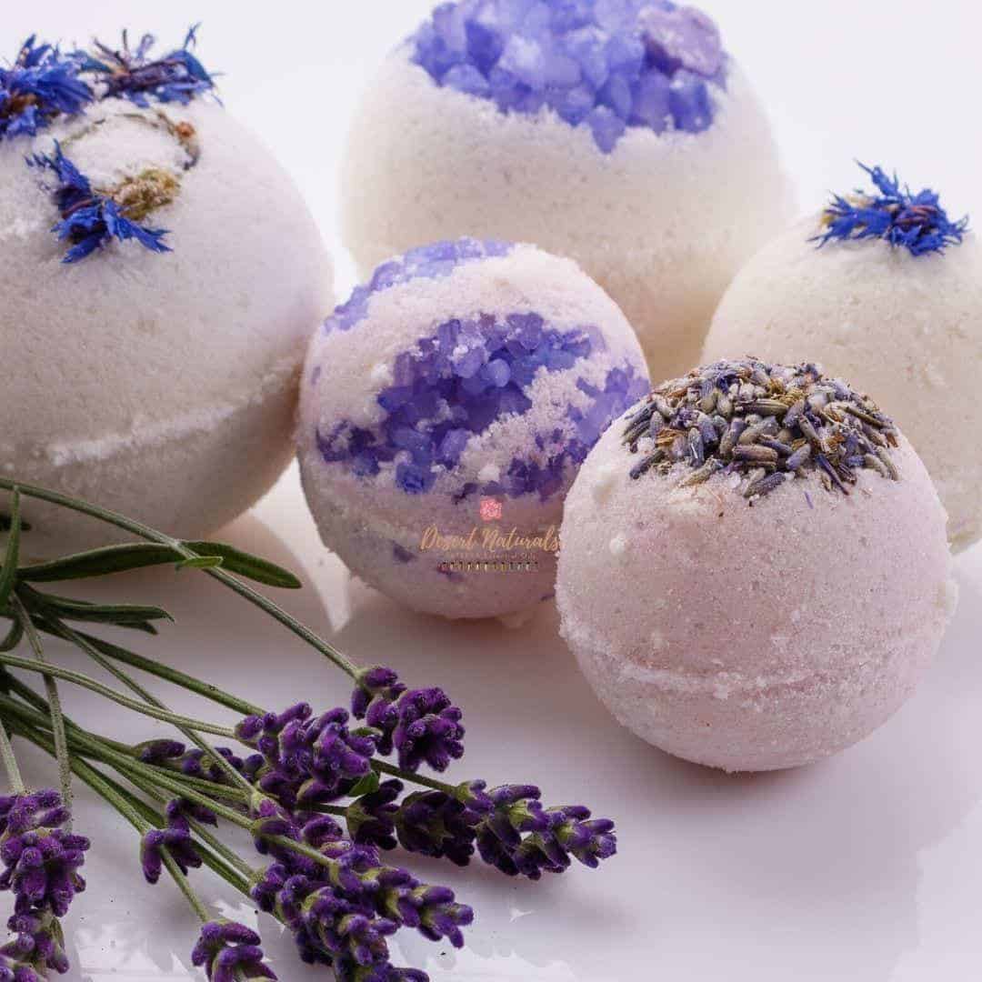 add some dried lavender to your bath bombs with essential oil