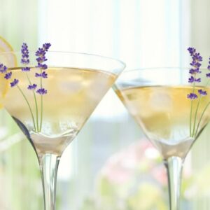 2 martini glasses with lavender