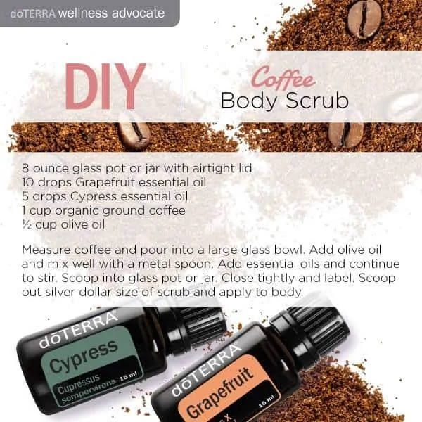make a body scrub with doterra cypress and grapefruit to tighten and tone your skin and help with the appearance of cellulite