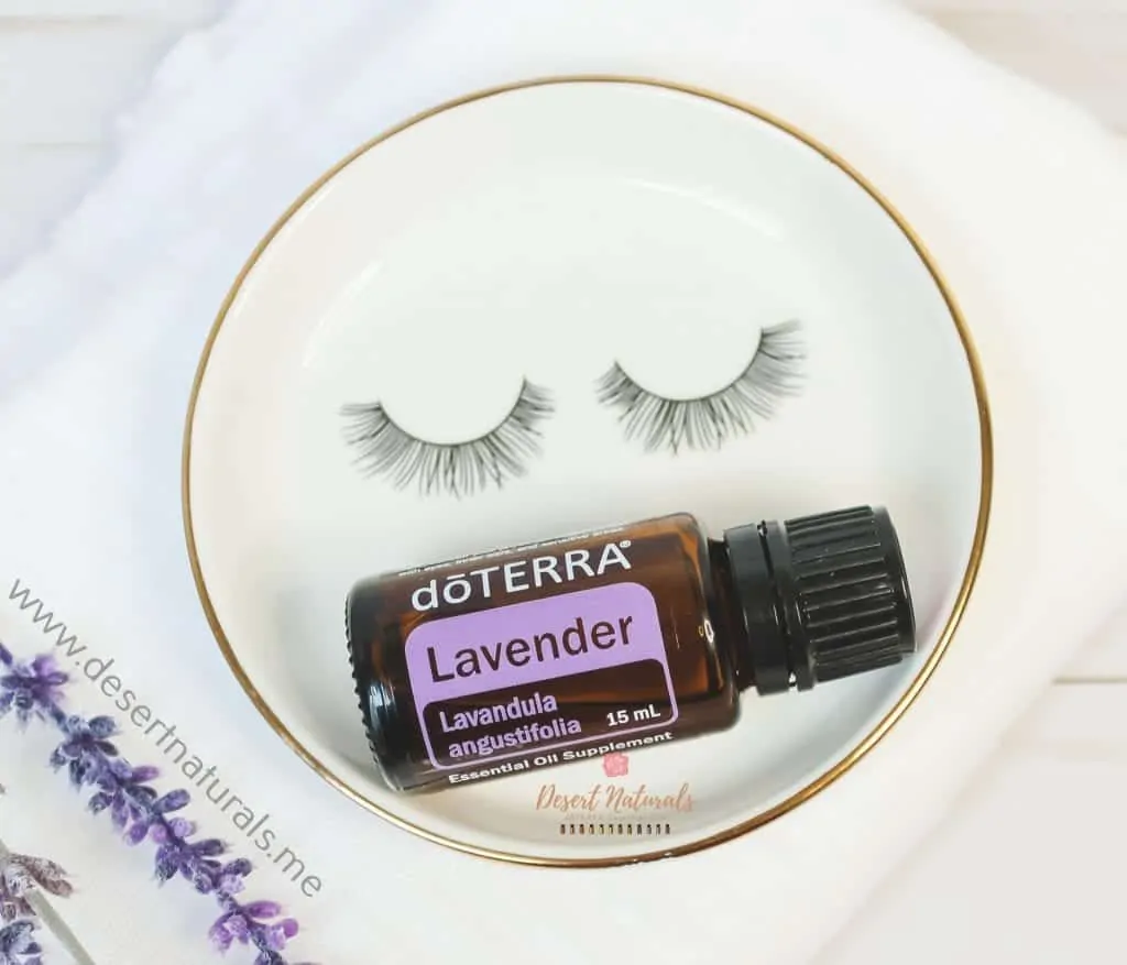 lavender essential oil from doTERRA in eyelash tray