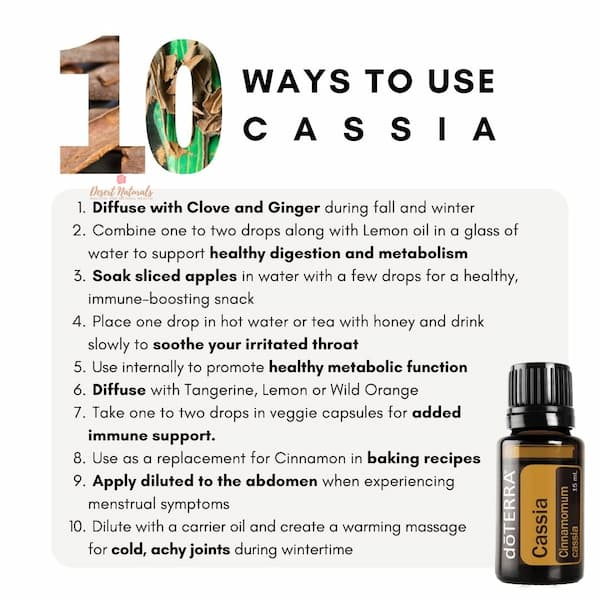 a list of 10 ways to use doTERRA Cassia essential oil