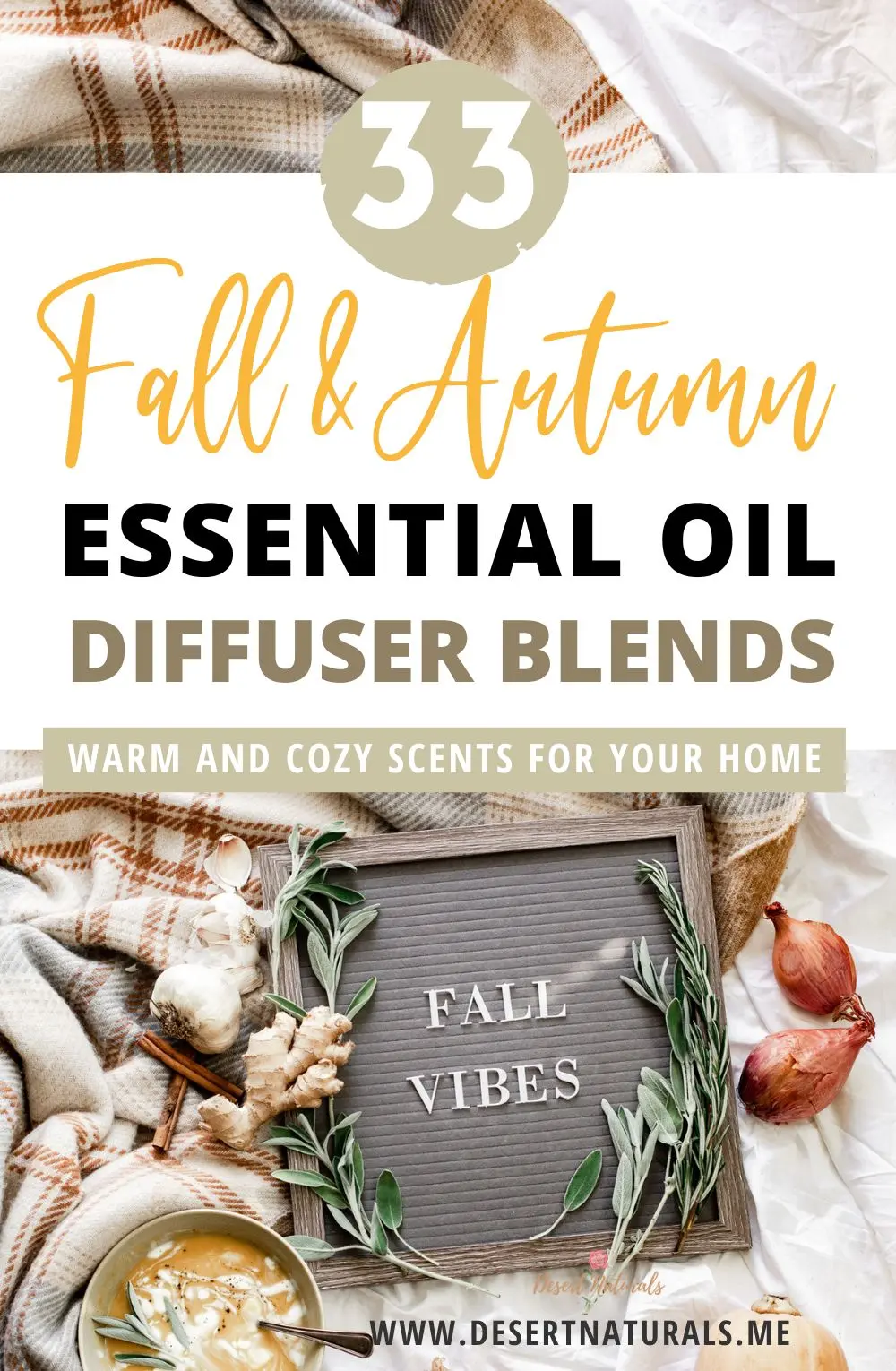 fall & autumn essential oil diffuser blends with fall vibes sign