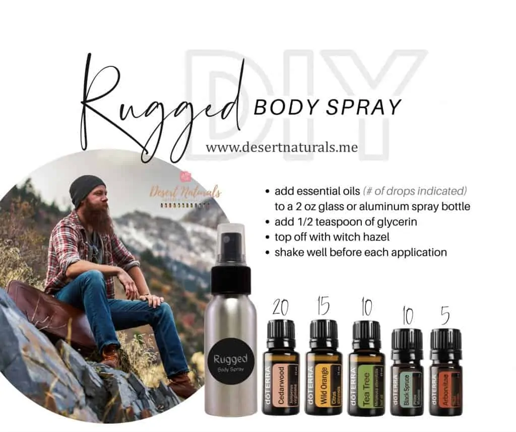 a recipe for diy men's rugged body spray with essential oils