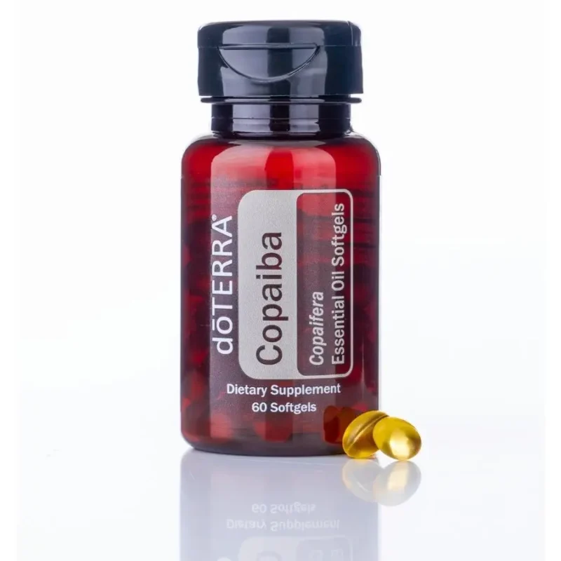 doterra copaiba softgel bottle bottle of doTERRA Copaiba softgel with capsules