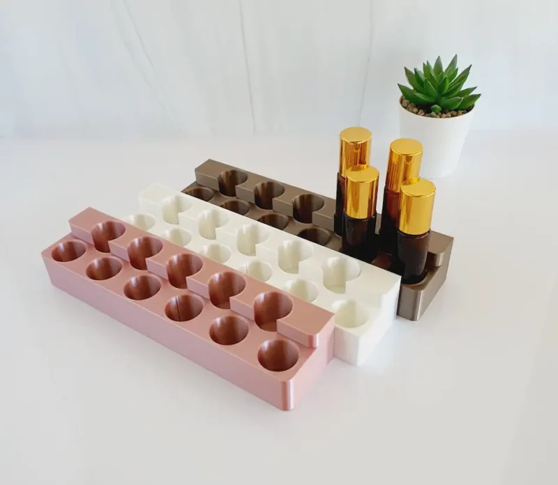 photo of 2 tier and 3 tier essential oil roller bottle holder in multiple colors