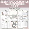 mockup of the pages in the 2023 essential oil bottle theme printable planner