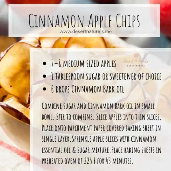Cinnamon Apple Chips recipe with dried apples and cinnamon essential oil