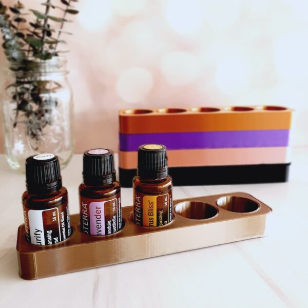 image of 3d printed essential oil storage stand display with doterra bottles