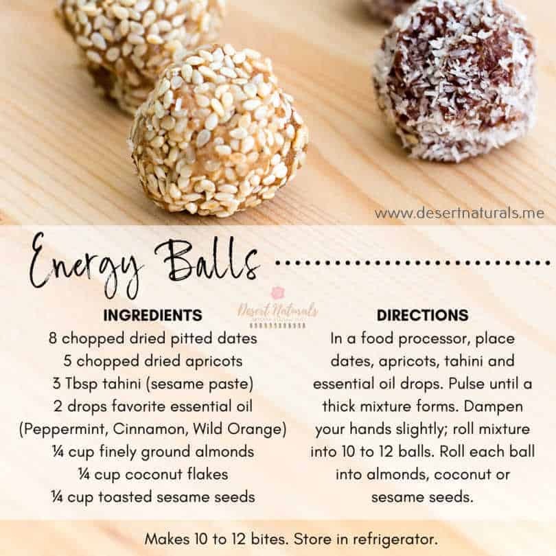 EnergyBall recipe with essential oil