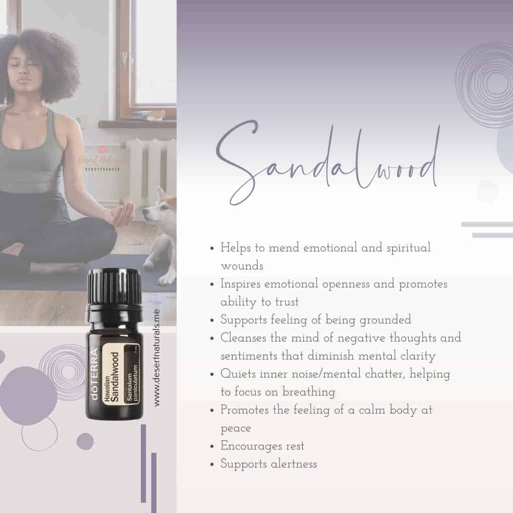 Apply sandalwood essential oil to your wrists before meditation