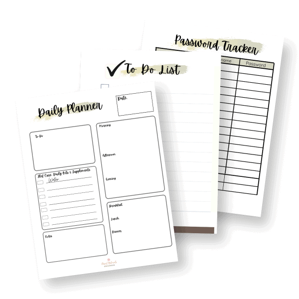 daily scheduler, to do list and password tracker come in the essential oil printable planner