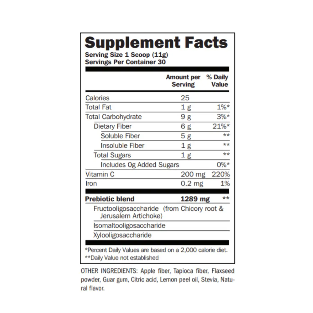 supplement facts and ingredients for doTERRA Fiber